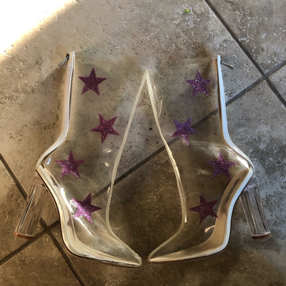 Star Translucent Boots with Chunky Heels